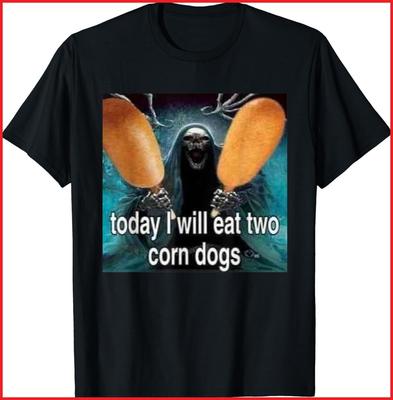 Today I Will Eat Two Corn Dogs Black Cotton T-Shirt Unisex T-Shirt