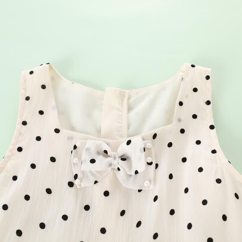 Montagut Kids Girls' French Square Neck Polka Dot Vest Dress