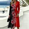 Women's Floral Casual Fashion Long-Sleeved Padded V-Neck Dress