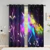 Fliegende Einhorn-Vorhänge für Wohnzimmer, magisches Schloss, Kinderzimmer-Vorhänge, Junge, Regenbogenhimmel mit Sternen, Fenstervorhang, hohe Schattierung