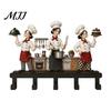 Decorative Chef Figurine Rack Metal Kitchen Wall Hanger with Chef/House/Gnome/Train Elements, Hanging Hooks, Organizer Mounted Storage for Utensils