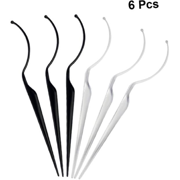 

6pcs Fake Eyelash Display Rack Eyelash Wearing Aid Tool Grafting Accessory in Transparent Black Each for Salon Home Use 12.30X0.60X0.60CM