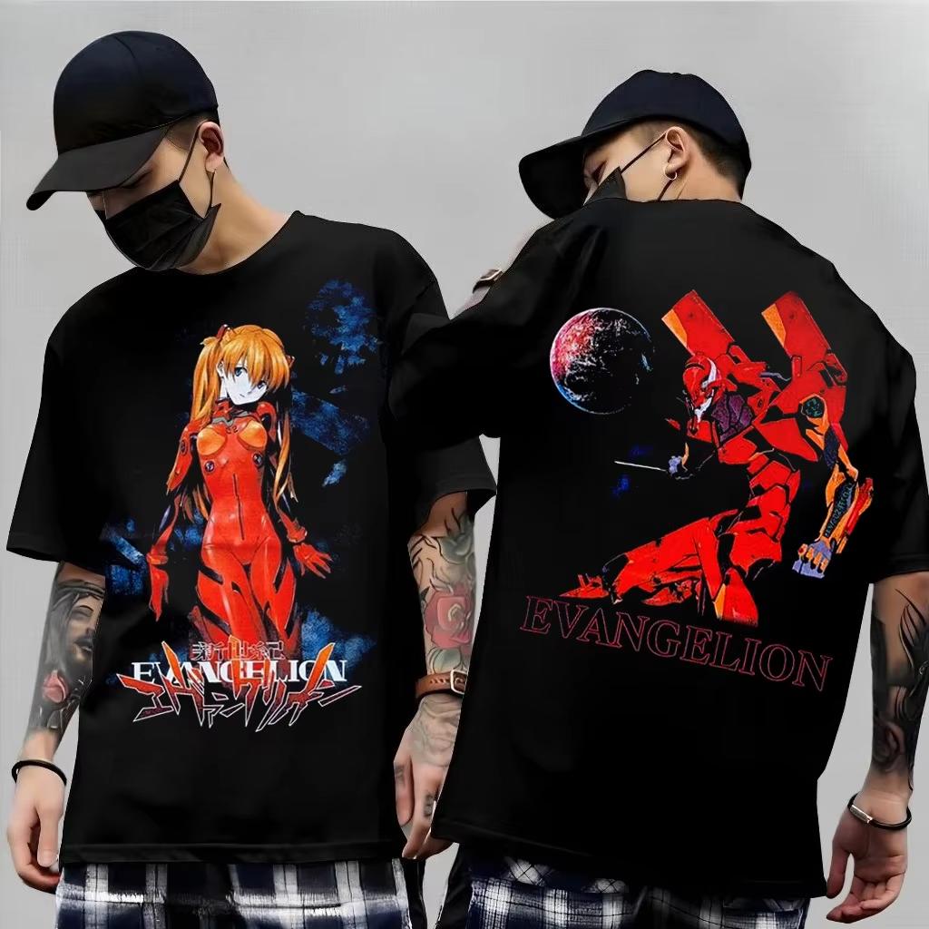 Hot Japan Anime NEON GENESIS EVANGELION Graphic Print T-shirt EVA ASUKA Peripherals Manga Short Sleeve Men Women Casual Oversized Top Summer New Tee