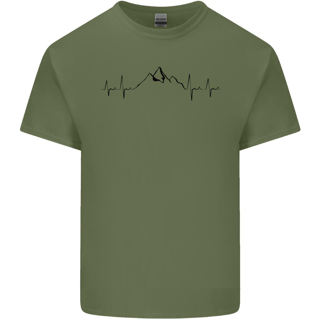 Mountain Ecg Hiking Trekking Climbing Pulse Unisexs Light Cotton Tshirt