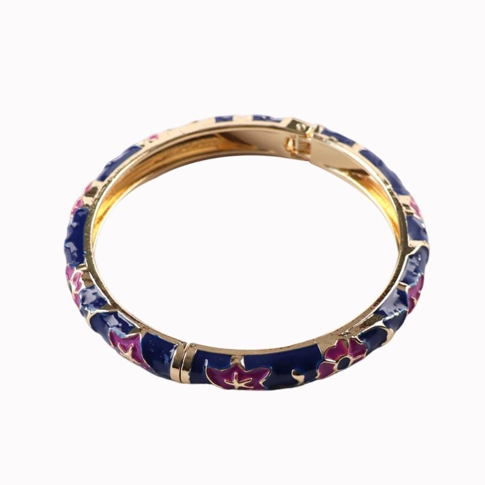 Enamel Flower Bangle Traditional Women's Hand Bracelet Vintage Vintage Cloisonne Bangle Ladies