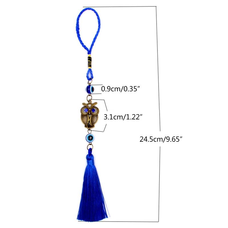 Turkish Blue Evil Eye Amulets Wall Hanging Pendant Home Decor Owl Tassel Ornament Home Car Protection