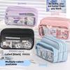 Transparent Pencil Case Large Capacity With Multi Function Design For Students And Office Use
