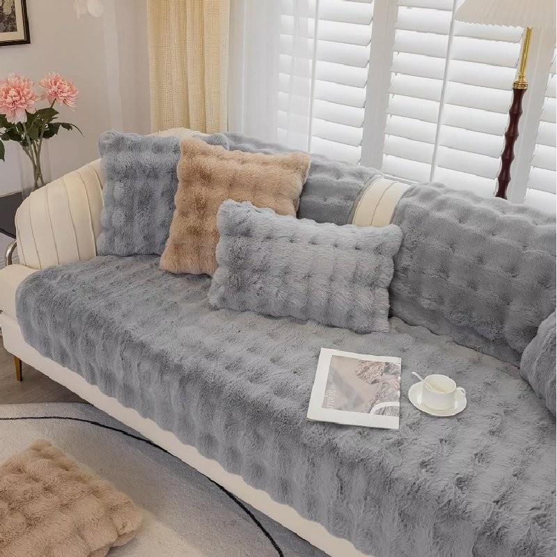 Warm Sofa Plush Cover Non Slip Cushion Covers Winter Quick Heat Furniture Decor