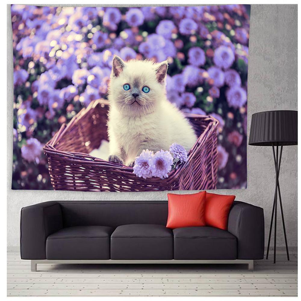 Kedi duvar halısı Peyzaj Goblen Duvar Asılı Trippy Duvar Sanat Goblen Yatak Odası Oturma Odası Ev Dekor için