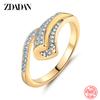 ZDADAN 925 Silver 18K Gold Zircon Rings For Women Fashion Jewelry