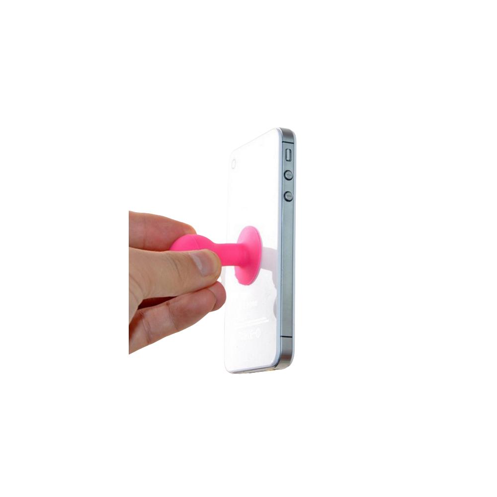 Silicone phone holder with suction cup and round head, red
