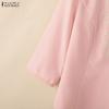 ZANZEA Women Casual Embroidery V-Neck Loose 3/4 Sleeve Blouse