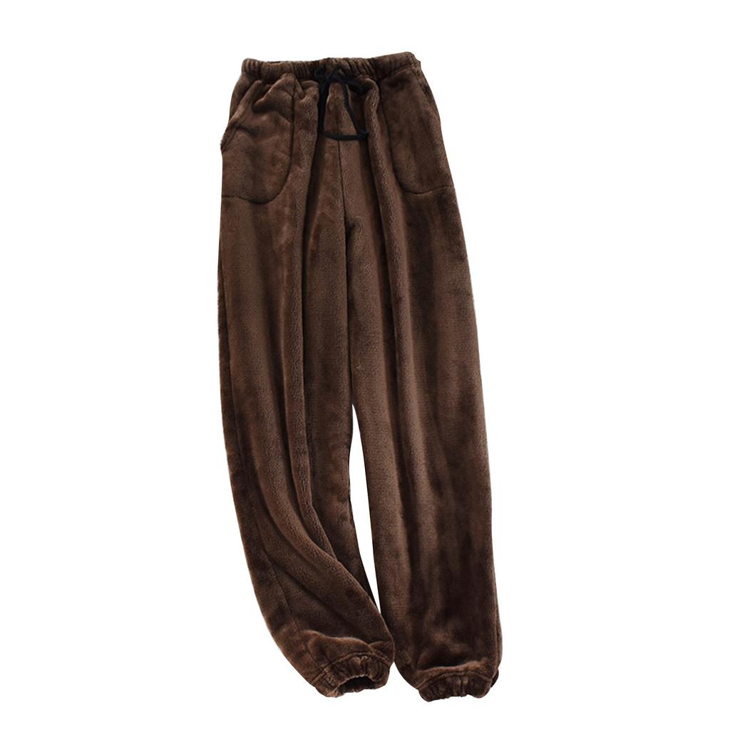 Pantalon de pyjama pour homme avec pantalon chaud en corail épais Automne et Hiver Flanelle Fermé Pantalon d'intérieur Grande Taille