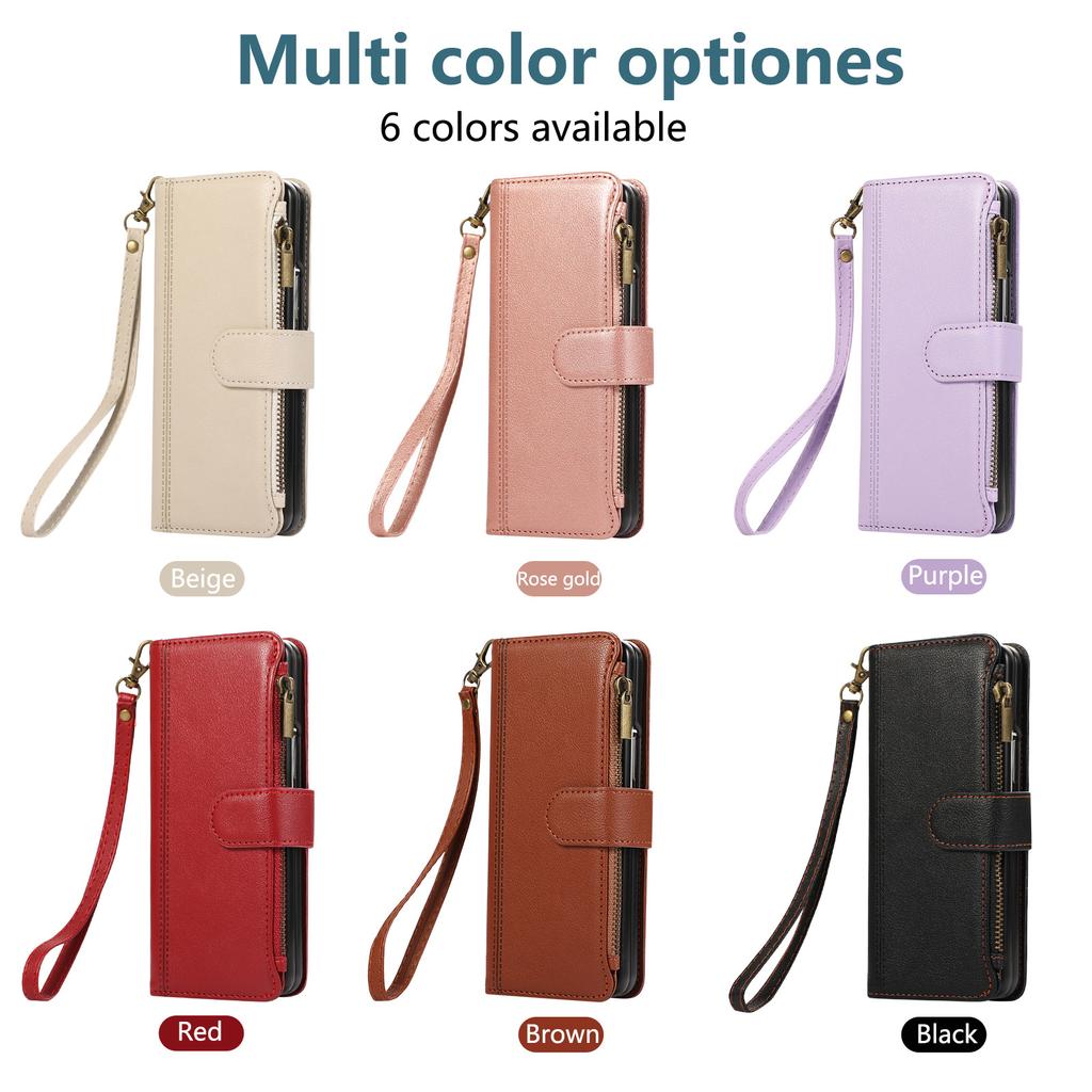 Suitable for Samsung Z Fold7 mobile phone leather case Z Fold4 multi-function zipper wallet card diagonal span portable rope