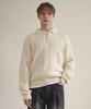 ESN Punched Collar Neck Half-Zip Knit Cream