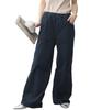 Denim Loose Flattering Casual Long Elastic Plus Sizes XL [Four Leaf] Women's Wide-leg Pants, Fit, Straight-leg Pants, Length, Waist, M, L, (JP,