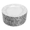 100 Retro Dinner Plates, Bulk Round Plastic Plates, Embossed Rim Plates, Decorative Charger Plates, Floral Dinner Plates