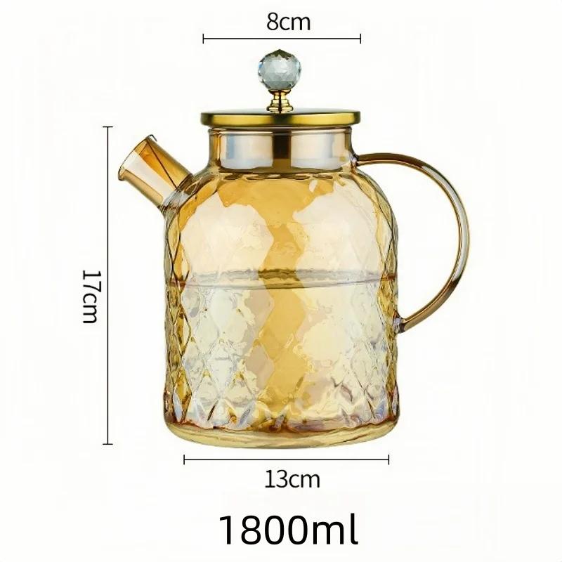 Amber BorosilicateGlassWaterPitcher -LargeCapacity Heat-ResistantJug for Tea/Cold Brew Shatterproof & Durable Kitchen Essentials