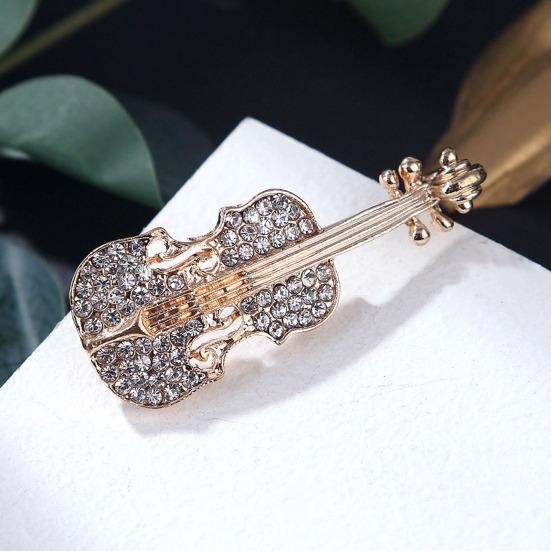 Brooch Pin Violin Rhinestones Jewelry Shiny Guitar Brooch Clothing Accessories