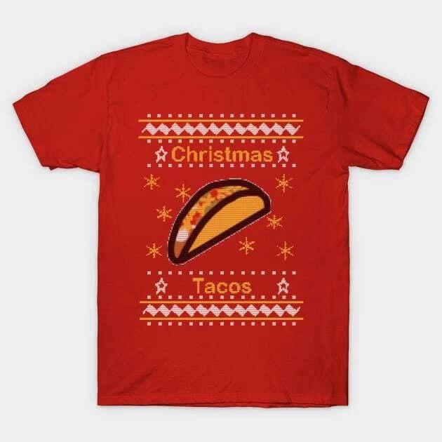 Tacos Ugly Christmas Sweaters Food Design Made in Australia T-Shirt M