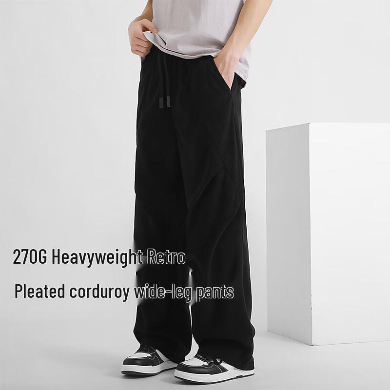 Baleno SK Series Men's Pleated Corduroy Straight-Leg Pants