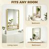 Rectangular Wall Mirror, 90 X 60 Cm Wall Mounted Bathroom Mirror W/ Aluminium Alloy Frame and Tempered Glass, Gold Tone