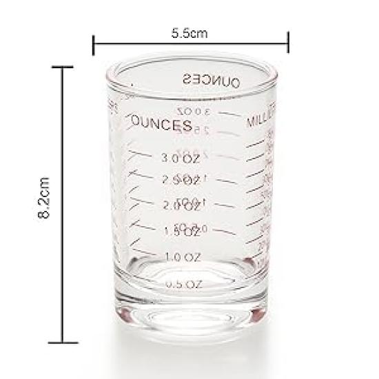Measuring Cup Espresso Shot Glass with Measurement Markings, Thickened, Heat-Resistant Glass, Suitable for Espresso Machines (90ml, Red, 1pc)