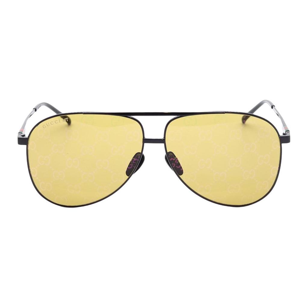 GUCCI Graphic Print Aviator Sunglasses Men's Black