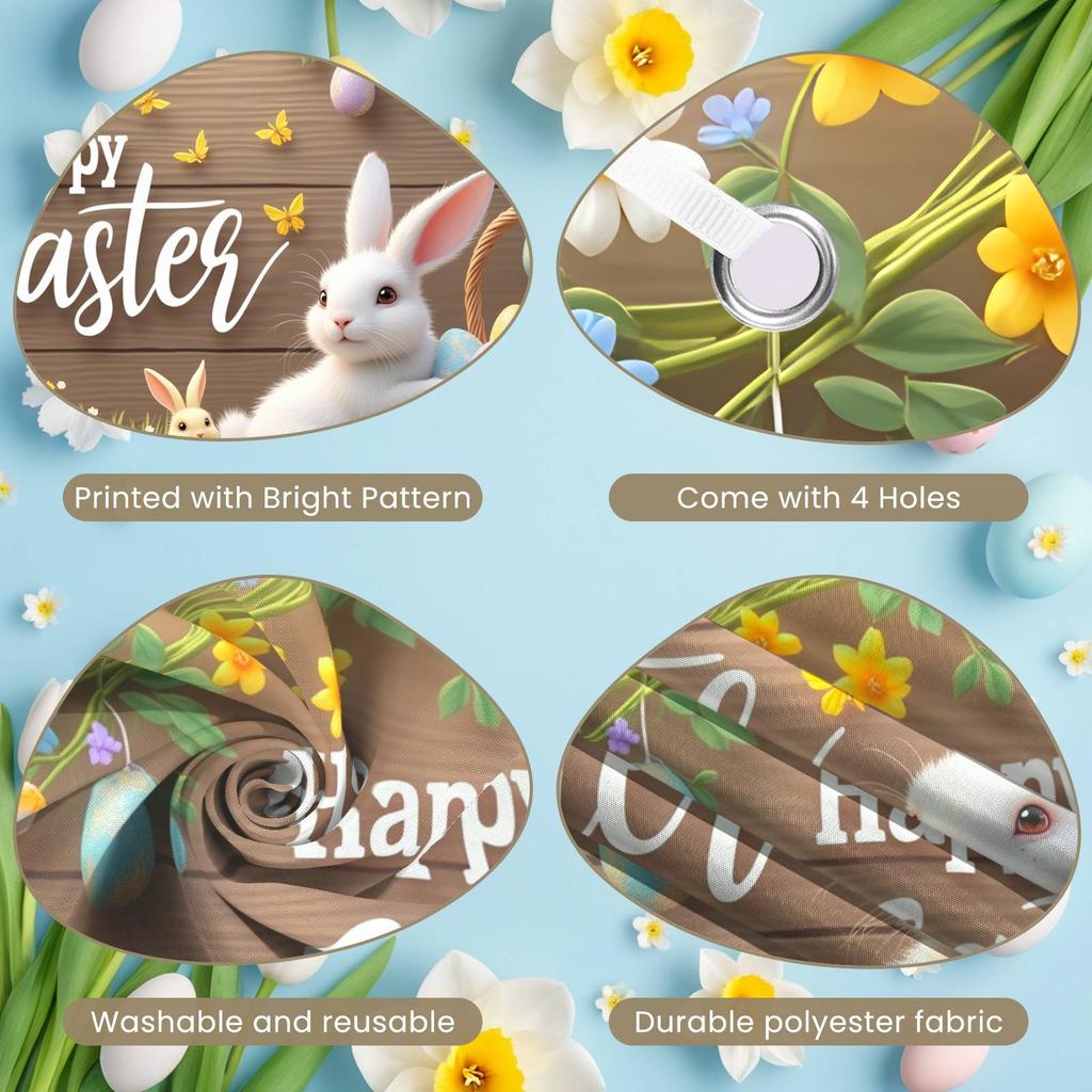 Bunny Background Easter Eggs Decor Easter Backdrop Happy Easter Display Wooden Texture For Family Gathering Spring Celebration