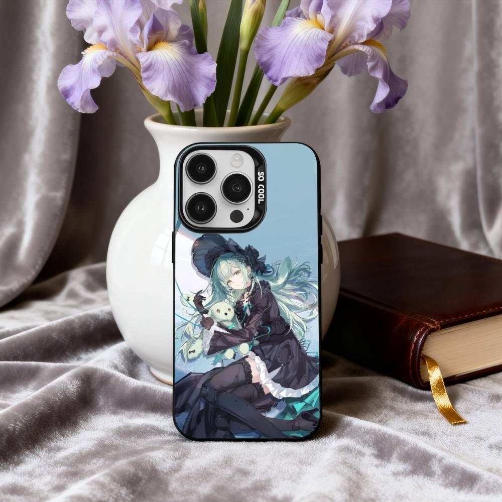 Coque de téléphone Anime BanG Dream A-Ave Mujica Pour iPhone17,16,15,14,13,12,11 Plus,Pro Max Coque de téléphone Noir Candy argent
