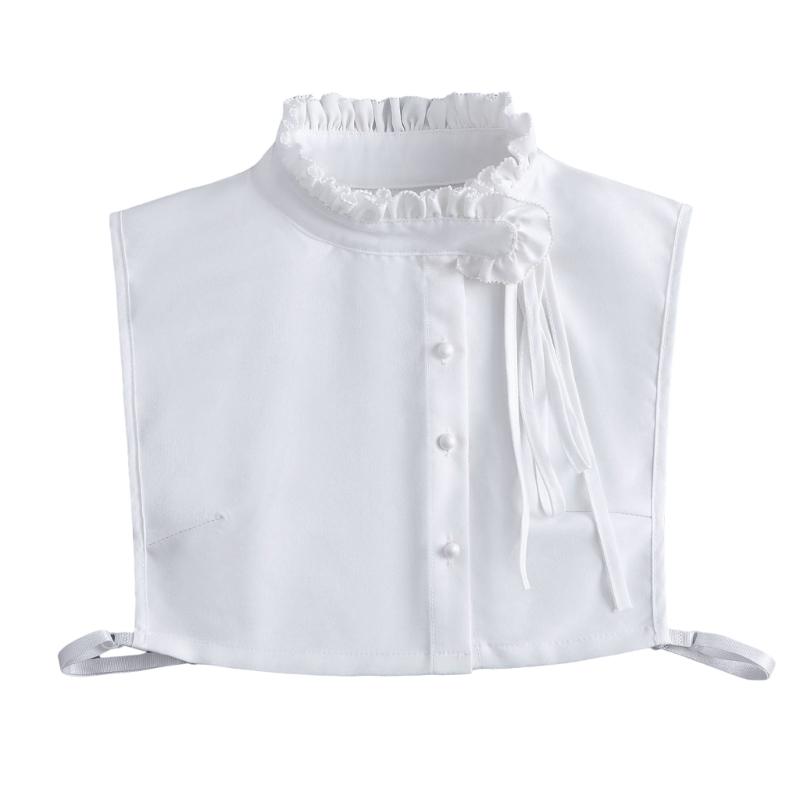 

Women Detachable Collar Sweet Ruffle Design Decorative Collar Neck Accessory Half Shirt For Blouse Dress Sweater Styling 1 белый