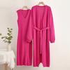 Autumn and Winter Lazy Loose Knitted Suit Women's Long Shawl Cardigan Dress Two-piece Set