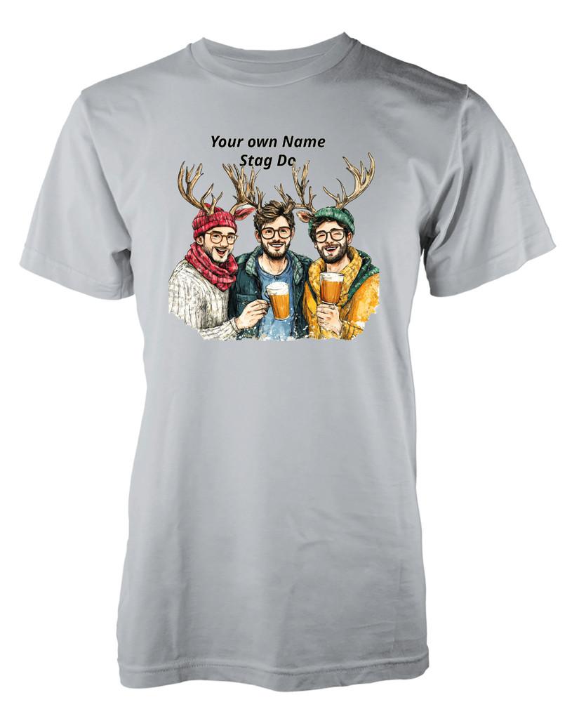 

Stag Night Beers Groom Funny Antlers Novelty Gift Unique Tshirt Adult and Kids 2XL