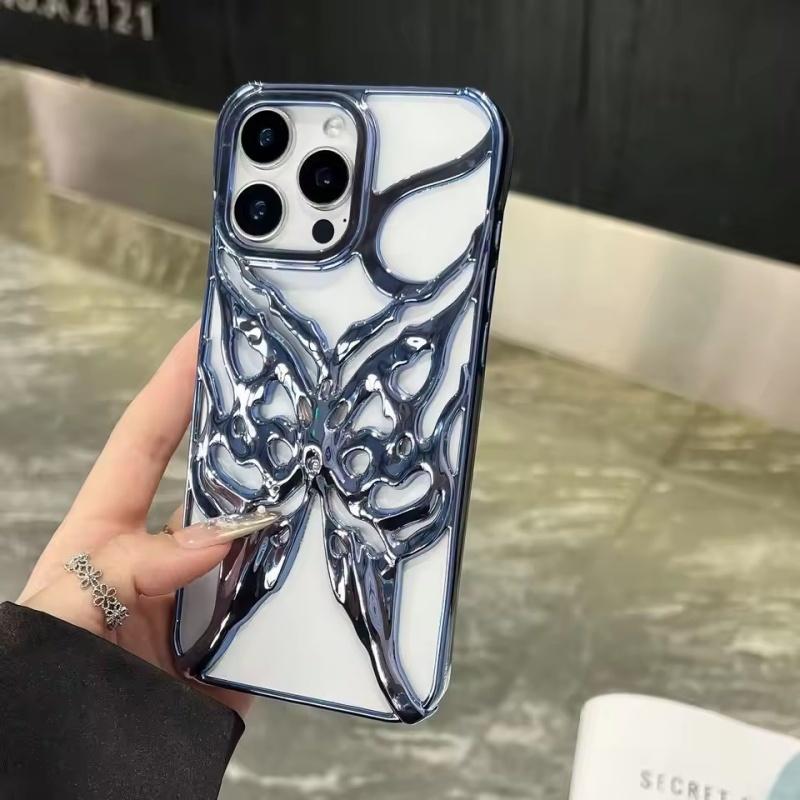 Hollow Out Heat Dissipation Butterfly Phone Case for IPhone 16E 16 Plus 15 14 13 12 11 Pro Max Electroplated Protective Shell