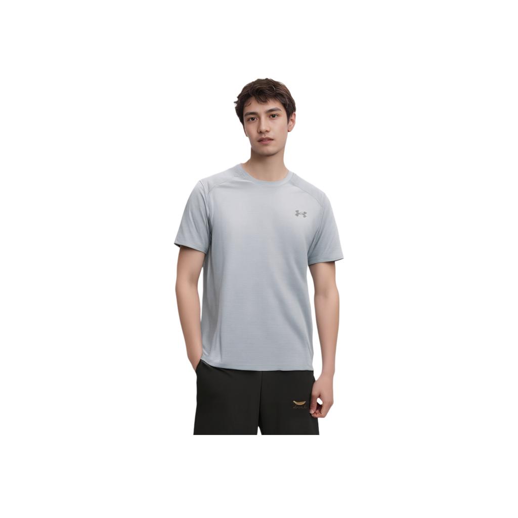 Under Armour Solid Color Breathable Running Fitness Training Comfortable Short Sleeve T-Shirt Men tops Gray 1371129-011