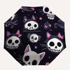 1 pièce Parapluie Automatique Ouverture/Fermeture Chat Crâne avec Protection Anti-Vent, Design Fonctionnel, Toile Robuste à 8 Baleines, Baleines Durables, 034
