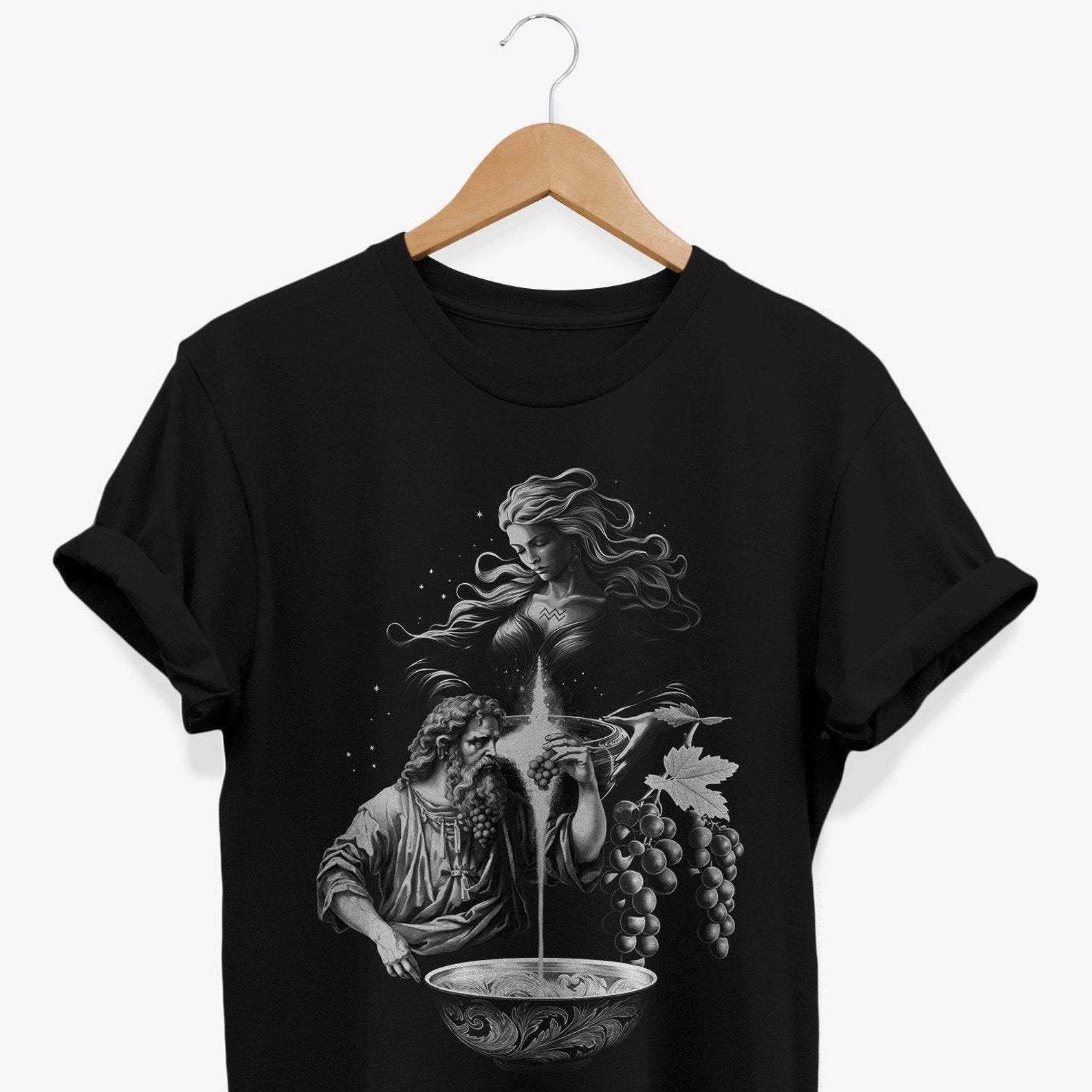 Mythological Wine God Dionysius T-shirt | Artistic Engraved Style | Ancient Mythologic Graphic Tee L
