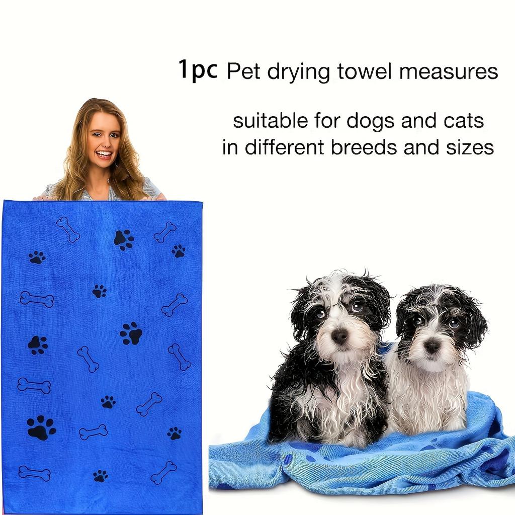 1pc Serviette Microfibre Chien à Séchage Rapide Absorbant Produit de Bain pour Animaux Fibre Serviette de Bain à Séchage Rapide Chiffon d'Essuyage Voiture Fournitures pour Animaux