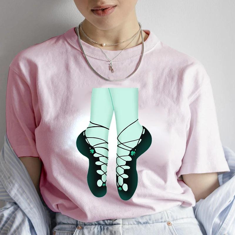 St Patricks Day Irish Soft Dance Shoes Graphic TShirt Unisex Short Sleeve Fashion Tops Female Shirts Tshirts Casual Streetwear
