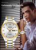 Men's Waterproof Quartz Steel Band Watch with Double Calendar