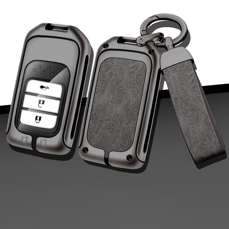 Zinc Alloy Leather Car Key Case Cover Shell Fob Holder For Honda Civic 10Th City Accord 9Th Crv Odyssey Vezel Auto Accessories