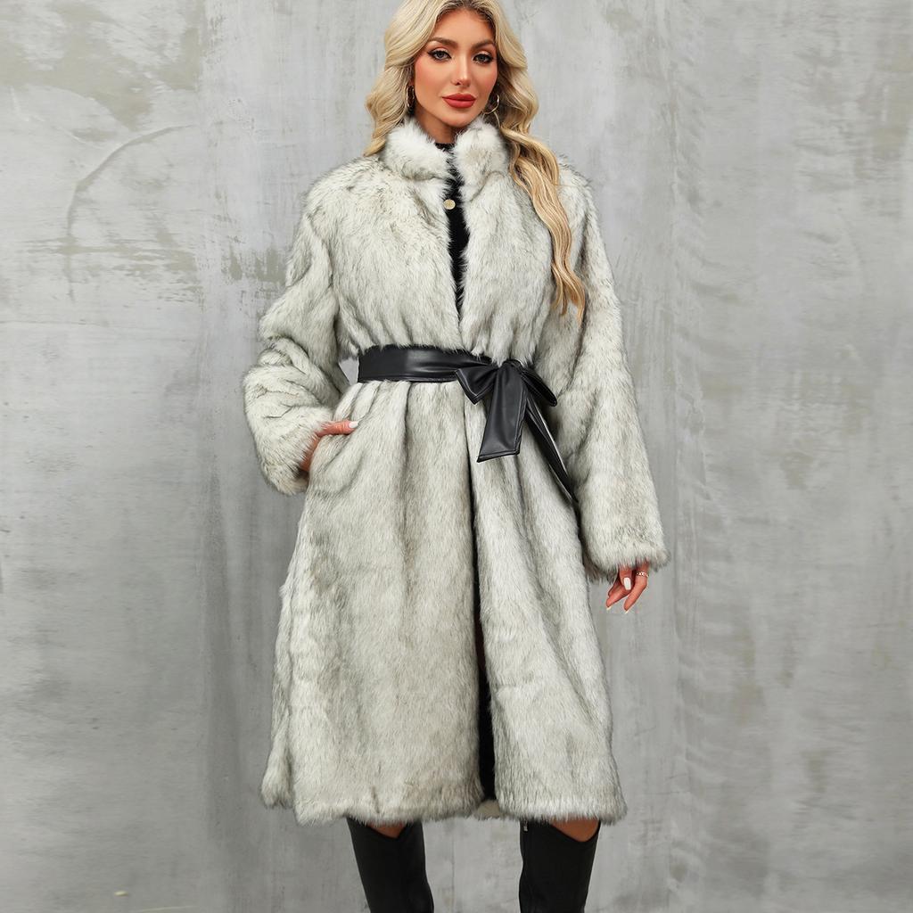 Women's loose-fitting plain-colored trench coat