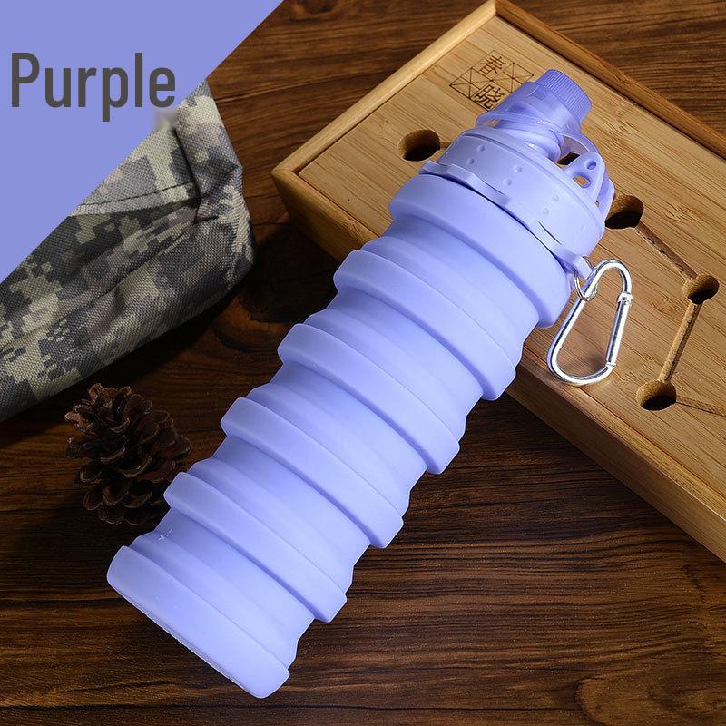 Compact Silicone Foldable Water Bottle - 500ml Portable Sports Bottle for Outdoor Activities