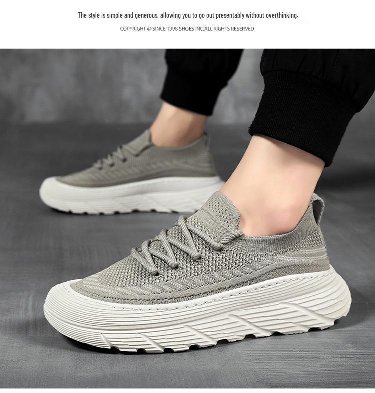 Letnie męskie oddychające sneakersy z siateczki – wszechstronne buty casualowe do biegania na grubej podeszwie w stylu koreańskim