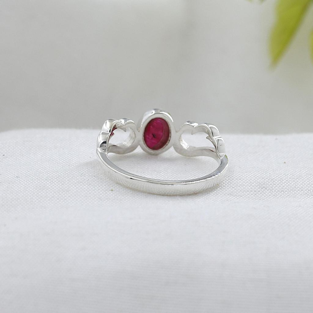 Angel Wings Ring, Lab Created Ruby Silver Ring, Pure 925 Sterling Silver Handmade Jewelry, Women Silver Ring