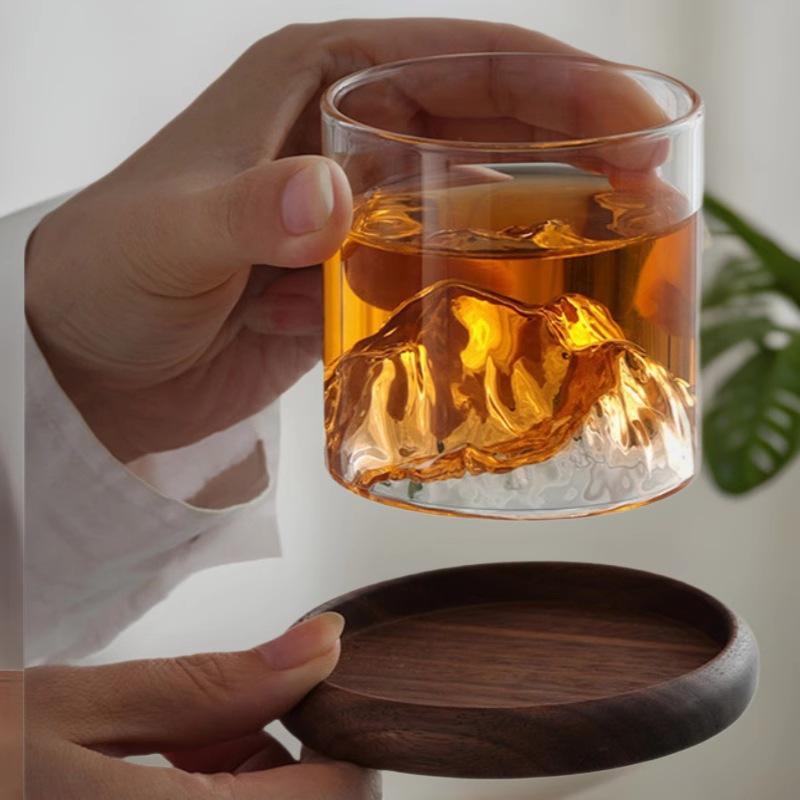Minimalist Mountain View High Borosilicate Glass Cup - Whiskey, Tea, Water, Juice