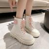 Fashion Ankle Boots for Women Round Toe Platform Cute Chunky Kawaii Booties Pu Comfortable and Elegant Winter 2024 Y2k Woman Short Shoes