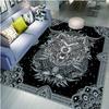 Wolf Carpet Bohemian Mandala Flower Area Rug for Living Room Bathroom Laundry Room Decor Wild Animal Doormat Non-Slip Floor Mat