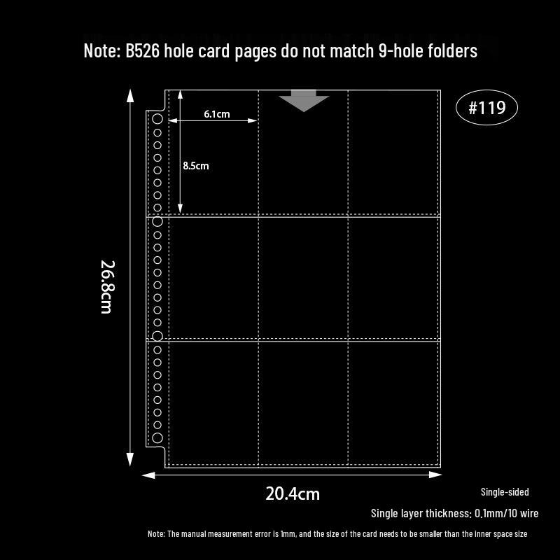 A4/A5 HD Transparent 4-Pocket Refill Pages for Star Cards - Thickened Inserts for 3-Inch Photo Card Albums