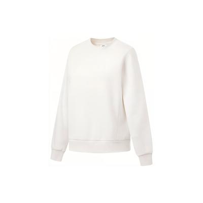Li Ning Seria Fitness Jednokolorowa Codzienna Bluza Pulower Ciepła z Okrągłym Dekoltem Kobiety bluza Szampańsko-Biała AWDT782-3